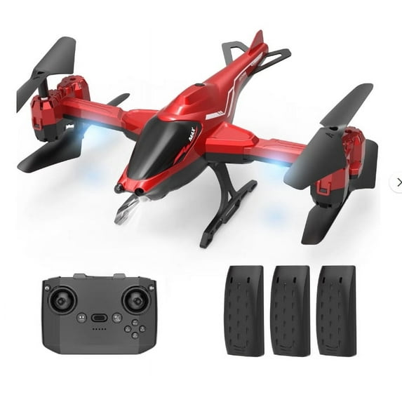 Helicopter Drone for Kids Adults, WeFone Toys with 3D Stunt Flips, Headless Mode, 3 Batteries, Red