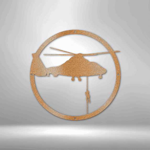 Helicopter Drop Steel Sign Laser Cut Powder Coated Home & Office Metal Wall Decor Multiple Sizes & Colors
