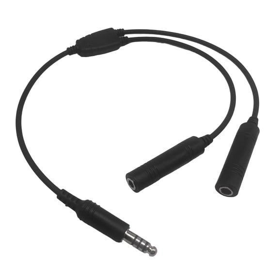 Helicopter Headphone Adapter Cord Double Plugs to U174/U 7.1mm Aviation Interfaces for Fixed Wing Aircraft Communication