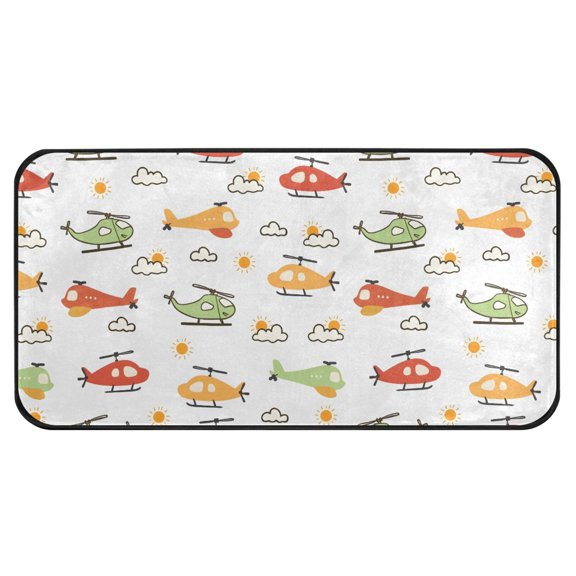 Helicopter Pattern Kitchen Runner Rug 39x20 in Non Slip Absorbent Cushioned Laundry Bathroom