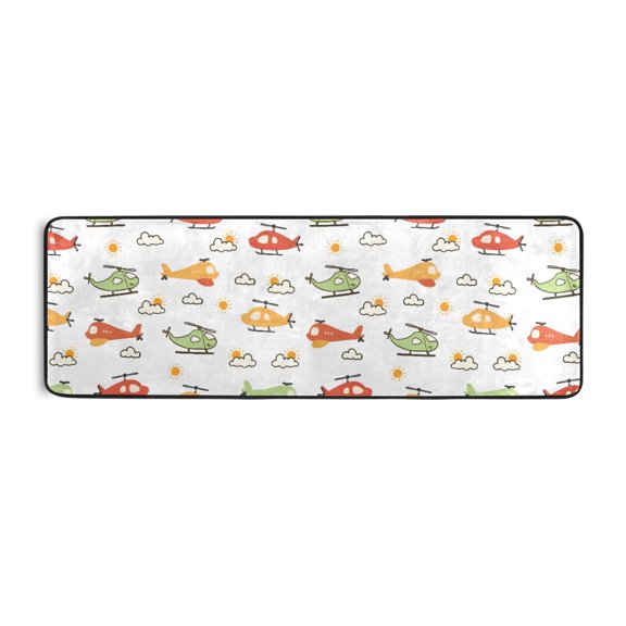 Helicopter Pattern Runner Rug 24x72 Inch Cushioned Non Slip Soft Absorbent Floor Mat