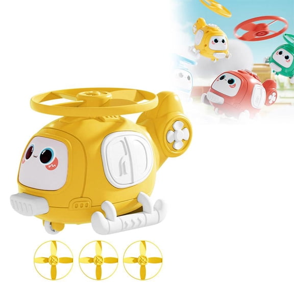 Helicopter Shaped Pull Back Car Toy with Launchable Flying Disc, Flying Toys Disc Plane, Interactive Cat Toy, Fun Collision Gameplay, Indoor Outside Toys, Birthday Party Supplies for Gifts