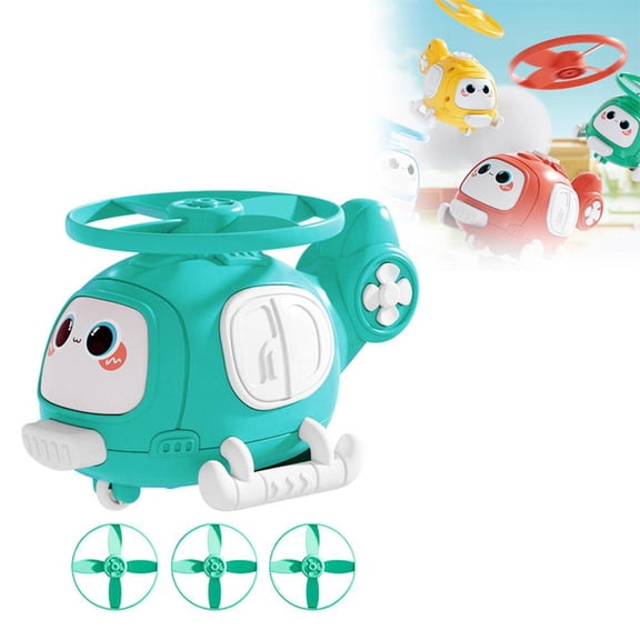 Helicopter Shaped Pull Back Car Toy with Launchable Flying Disc, Flying Toys Disc Plane, Interactive Cat Toy, Fun Collision Gameplay, Indoor Outside Toys, Birthday Party Supplies for Gifts