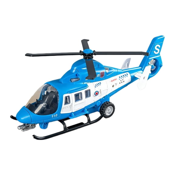Helicopter Toy Simulation Military Model with Lights and Sounds Inertia Plane Blue Color Realistic Cockpit Rotating Propeller Movable Tail
