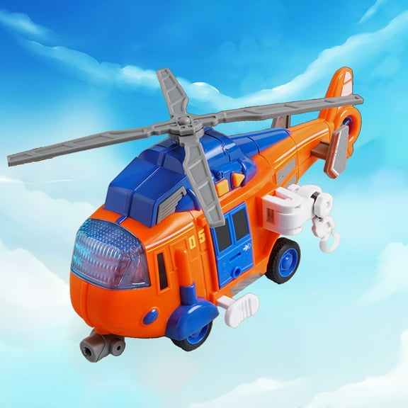 Helicopter Toys Lighting and Sound Effects, Airplane Toys Interactive Puzzle, Realistic Propeller Rotation and Rescue Hook Features, Plastic Durable Indoor Outdoor Play Accessory