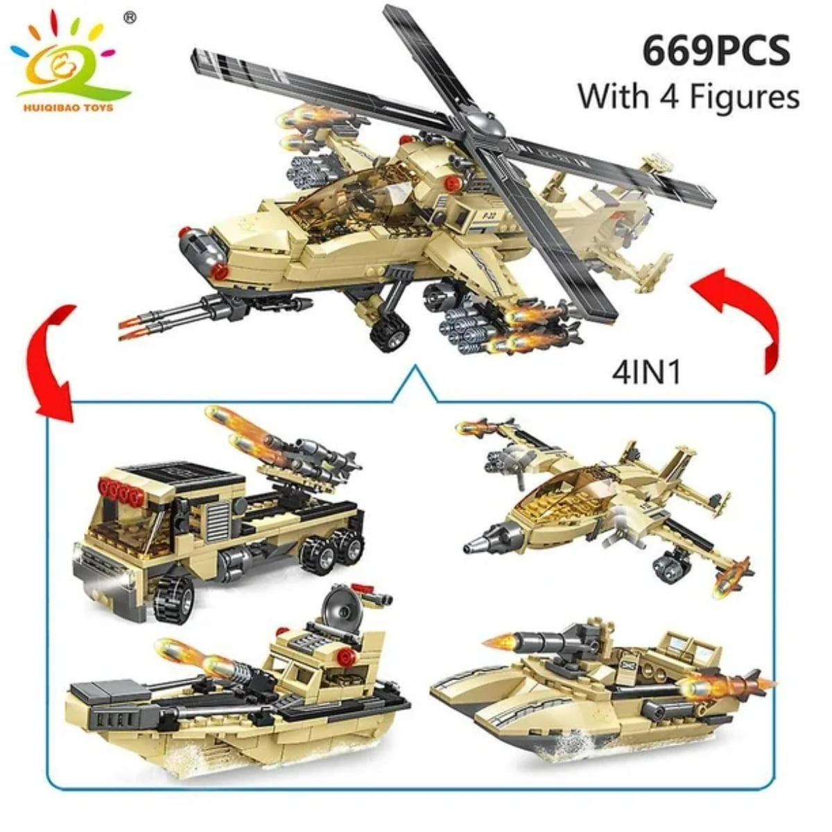Helicopter tank armed with building block toys Military City Series