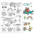thumbnail image 1 of Helicopters and Cartoon Animals Silicone Clear Stamps with Rabbit Bear Cloud Shape for Card Making DIY Scrapbooking Photo Album Decoration Paper Craft 6.3x4.3 Inches for DIY, 1 of 7