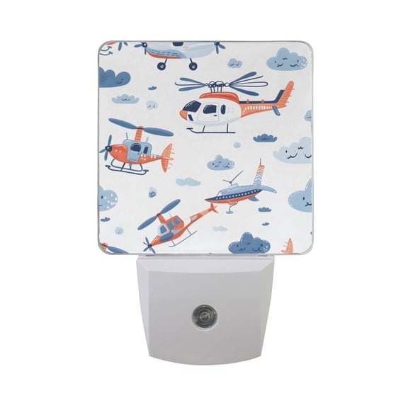 Helicopters Clouds Cartoon Cute LED Night Light with Smart Sensor Plug Into Wall Dusk to Dawn 2 packs