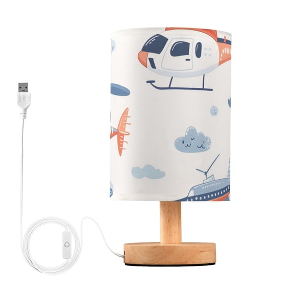 Helicopters Clouds Cartoon Cute Table Lamp with USB Port LED Warm Light Lamp Night Light Home Decor