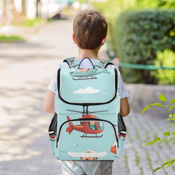 Helicopters Cute Pilots Backpack Big Laptop Backpack Casual Daypack Quilted Large Capacity Large Bookbags
