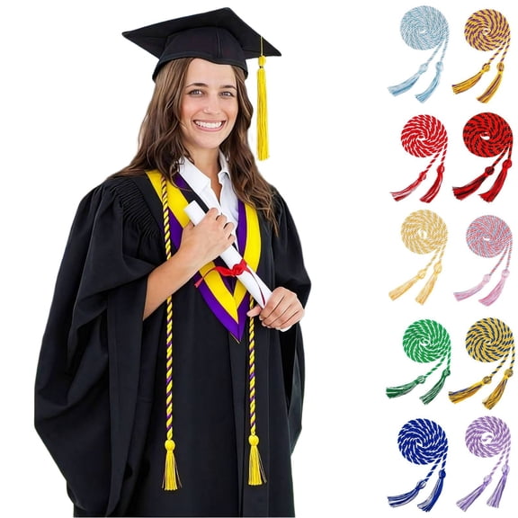 Helii 2026 Graduation Honor Cords – Double Strand Polyester Yarn Garland Ties with Tassels for Bachelor Gown, Decorative Graduation Accessories for Commencement Dark Blue One Size