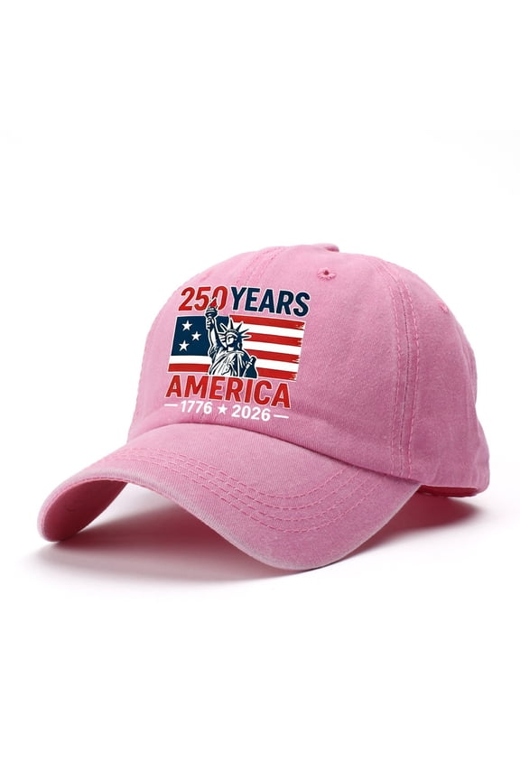 250 Years America 1776-2026 Baseball Cap – 250th Anniversary Patriotic Hat for Men Women, Washed Cotton Cowboy Hybrid Cap, 4th of July Independence Day Cap Pink,A