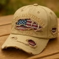 thumbnail image 1 of Helii 250th Anniversary Hat for Men Women, Distressed Dad Hat Washed Cotton Baseball Cap, Unstructured Patriotic American Flag Cap with Metal Buckle, Breathable Summer Hat Khaki,One Size, 1 of 9