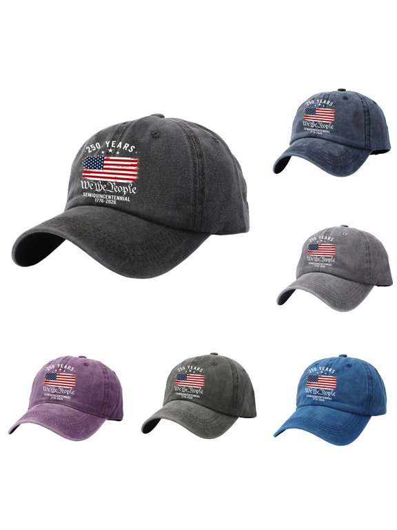 250th Anniversary Semiquincentennial Baseball Cap – 1776-2026 Washed Cotton Hat for Men Women, Vintage Distressed American Flag 4th of July Cap, Patriotic Hat Blue,A