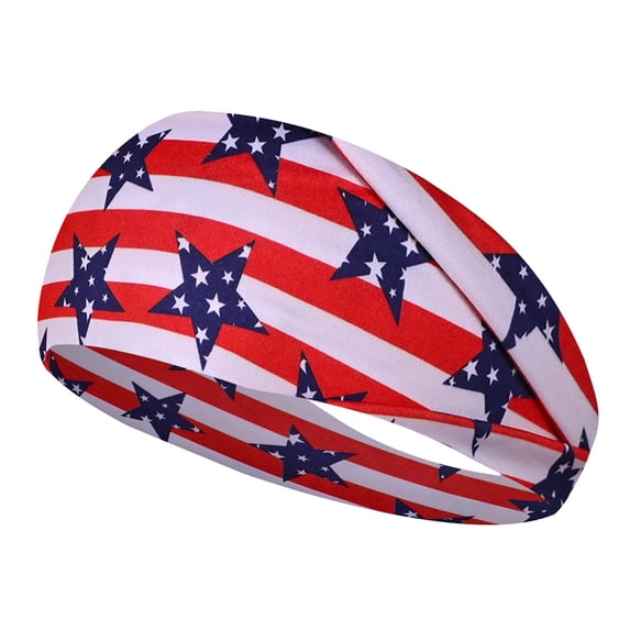 Helii 4th Of July Wide Headband, Patriotic American Flag Elastic Headband, Independence Day 250th Anniversary Sports Wicking Hair Band for Women Yoga Daily Holiday Red One Size