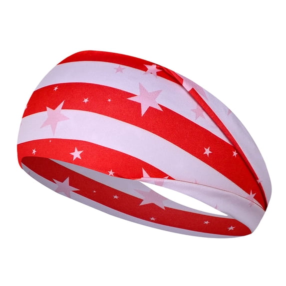 Helii 4th Of July Wide Headband, Patriotic American Flag Elastic Sports Wicking Headband, Independence Day Holiday Breathable Soft Hair Band Daily Casual Formal Wear White One Size