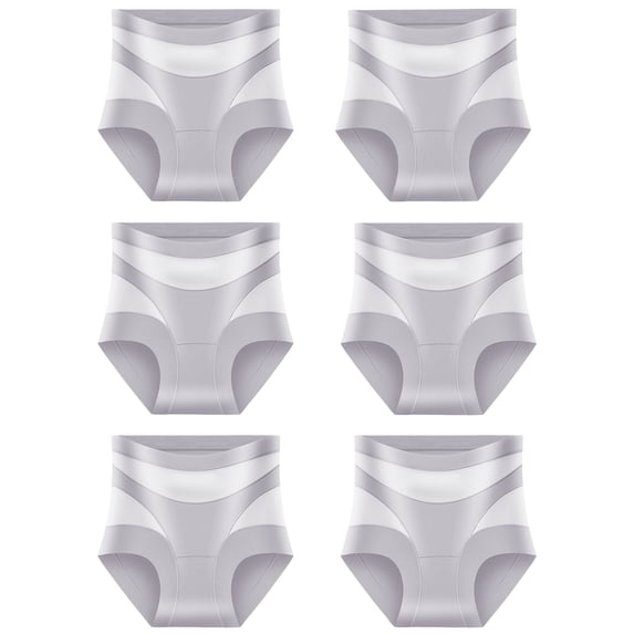 Helii 6 Pack Womens High Waist Briefs Tummy Control Panties Seamless Ice Silk Underwear Breathable Butt Lifting Invisible No Show Panty Briefs Shapewear for Everyday Wear