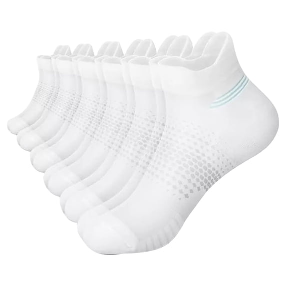Helii Athletic Running Socks 6 Pack for Men Women – Breathable Mesh Low Cut Ankle Socks with Non Slip Grip, Moisture Wicking Polyester Sport Socks White,One Size