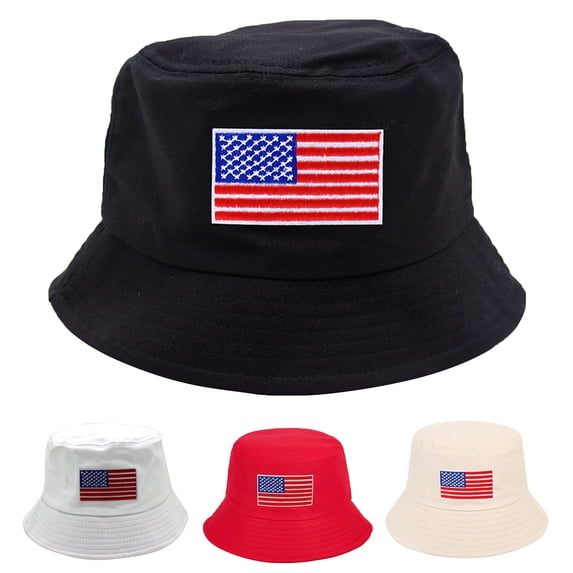 Helii Black Bucket Hats Sun Beach Hat for Women Men, Outdoor American Flag USA Patriotic Funny Fashion Fishing Hat Sun Hat UV Protection Outdoor Activities Lightweight Hiking Hat