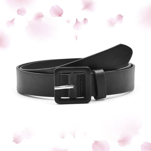 Helii Women Solid Color Imitation Leather Belt with Square Buckle Adjustable for Jeans Dresses Pants