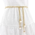 thumbnail image 1 of Helii Women Sweet Pearl Decorative Waist Chain Thin Belt Adjustable Metal Hook Dress Waistband, 1 of 8