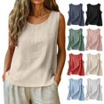 thumbnail image 1 of Helii Women's Cotton Linen Casual Sleeveless Tank Top Basic Summer Layering Cami Top, 1 of 5