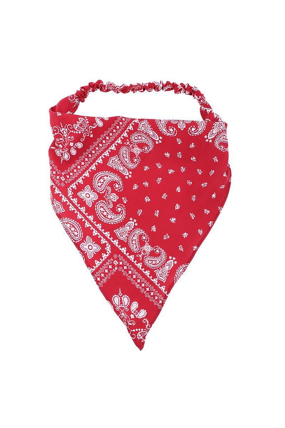 Boho Triangle Head Scarf Vintage Elastic Hair Kerchief Bohemian Head Wrap for Women