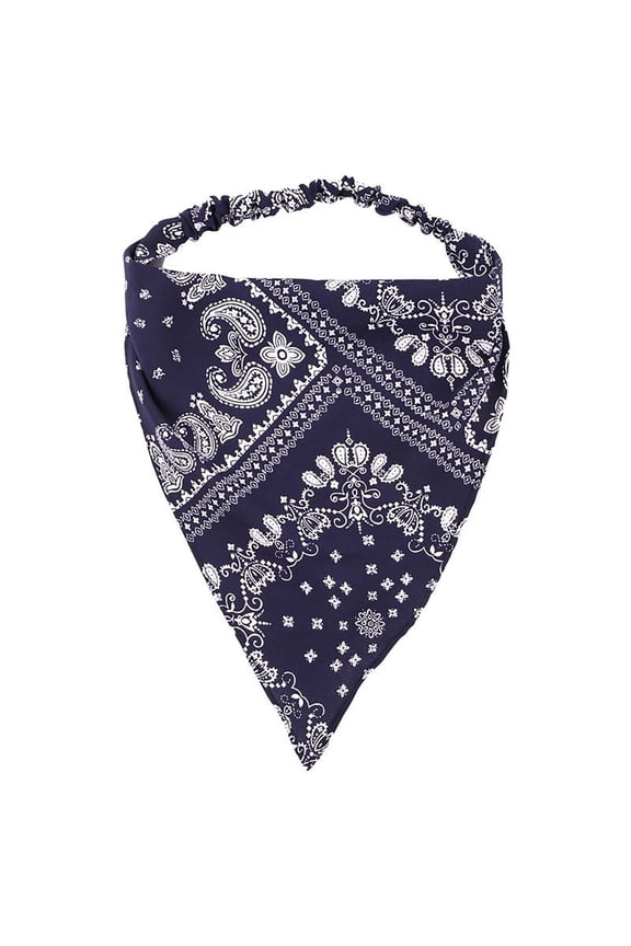 Boho Triangle Head Scarf Vintage Elastic Hair Kerchief Bohemian Head Wrap for Women