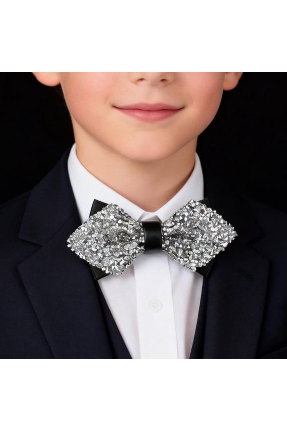 Boys Formal Leather Bow Tie 5-10 Years Classic Elegant Bowtie for Wedding Party School Performance