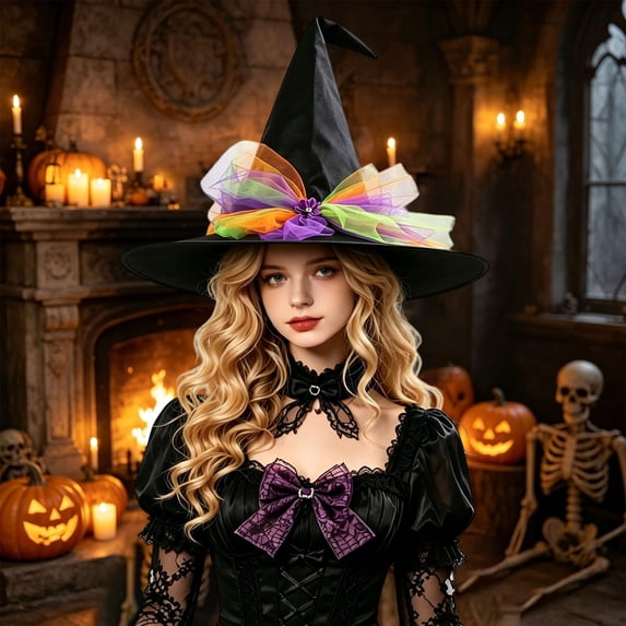 Helii Clearance Witch Hat for Women Halloween Costume Accessory 6 Styles Available Soft Polyurethane Fiber Comfortable Fit for Halloween Party Cosplay Photo Shoot