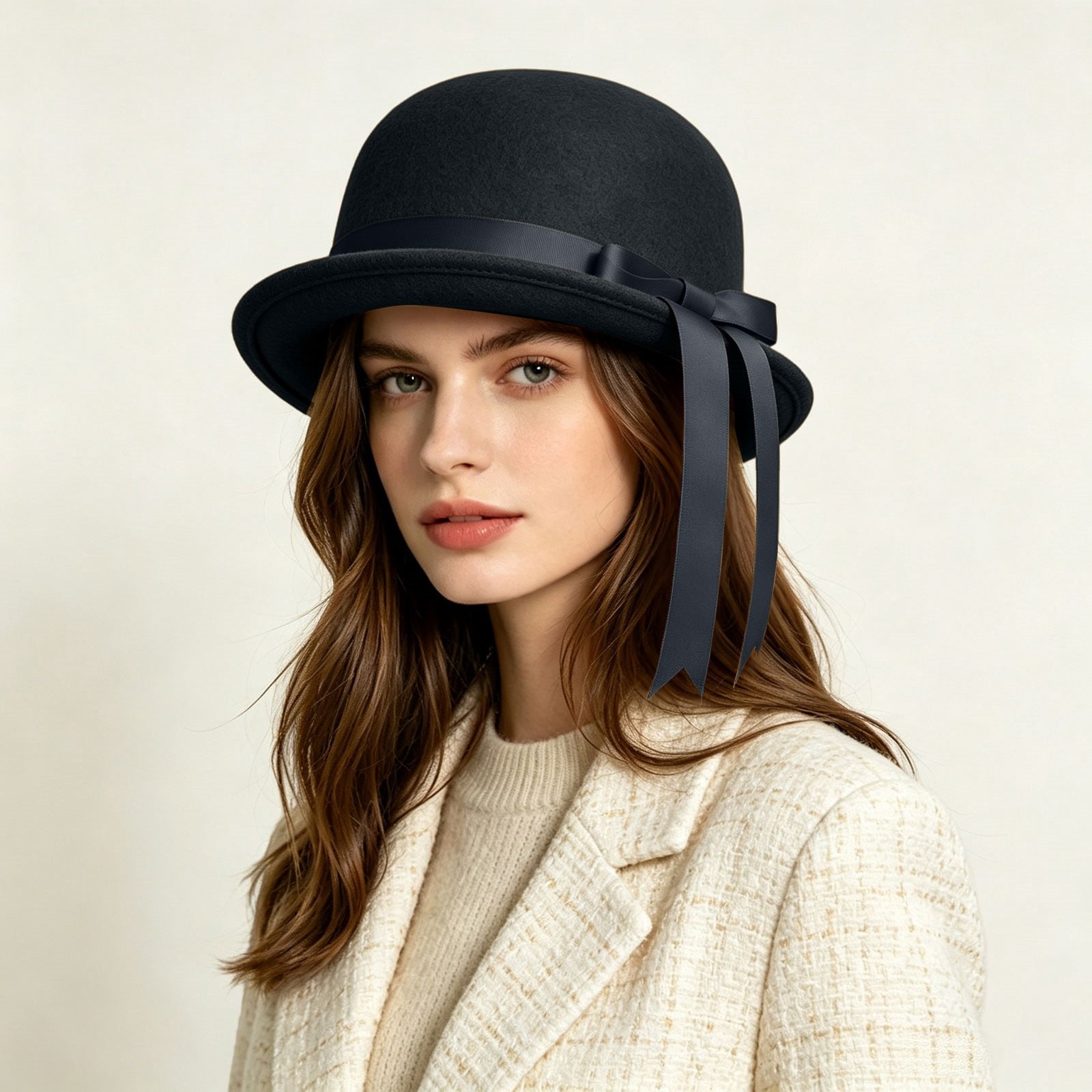 Helii Clearance Women's Bow Ribbon Decor Round Bucket Hat Short Brim ...