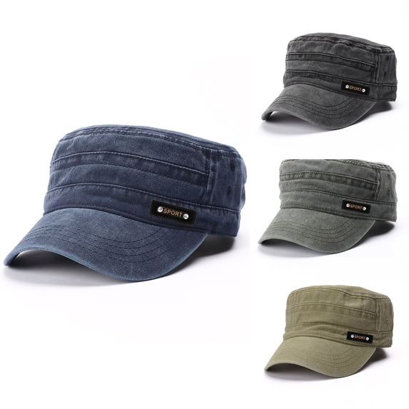 Helii Cotton Blend Flat Top Cap for Men Women Solid Outdoor Sun Visor Hat