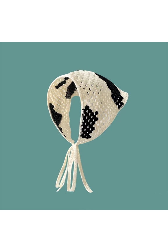 Crochet Triangle Head Scarf for Women – Handmade Knitted Boho Bandana Hair Wrap, Floral Embroidery Hollow Out Hair Scarf, Adjustable Tie Back Kerchief Beige,One Size