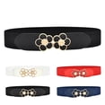 thumbnail image 1 of Helii Women Belt Vintage Wide Stretch Waist Belt Faux Leather Flower Decor Belt for Dresses Pants, 1 of 3