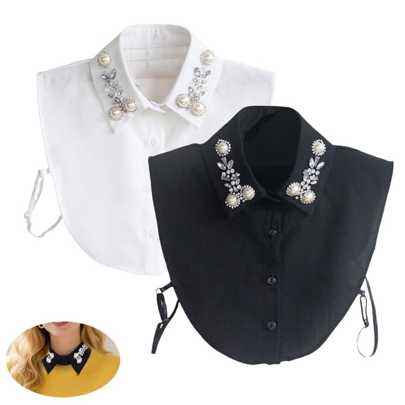 Helii Elegant Detachable False Collar with Embellishments Adjustable Mock Neck Fake Collar for Women