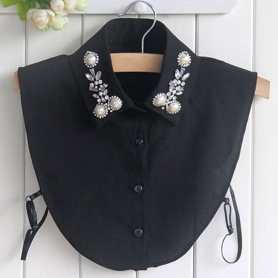 Helii Elegant Detachable False Collar with Embellishments Adjustable Mock Neck Fake Collar for Women