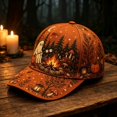 thumbnail image 1 of Helii Halloween Baseball Cap for Women Men Retro Pumpkin Ghost Print Adjustable Trucker Hat Soft Lightweight Breathable Fall Holiday Hat for Daily Wear Costume Party Accessory Unisex One Size, 1 of 5
