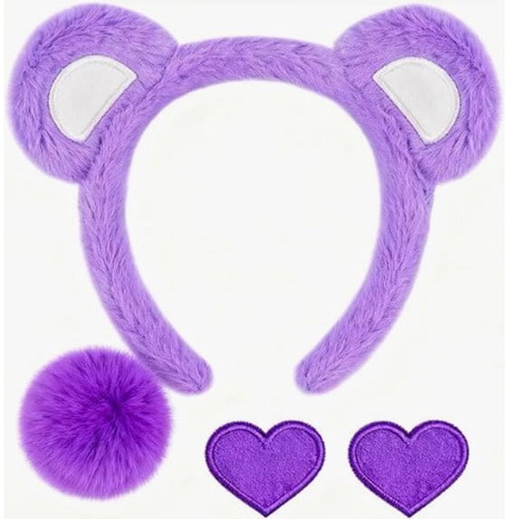 Helii Headbands for Women - Cute Plush Animal Ear Fuzzy Headband with Furry Tail, Womens Headband for Daily Wear