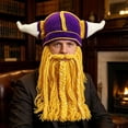 thumbnail image 1 of Helii Knit Hat with Horns and Detachable Beard Viking Style Beanie Hat Handmade Crochet Cap Funny Novelty Winter Hat for Role Play Party Dress Up Stretchy Soft Beanie Hat for Adults, 1 of 8