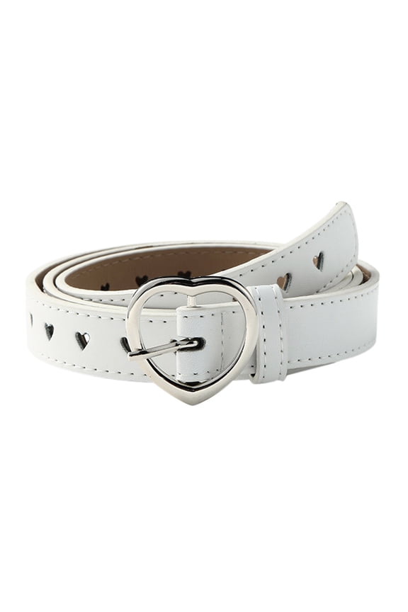 Korean Fashion Women Belt Love Heart Buckle Full Hole Hollow Decor Elegant All-Match Waist Belt