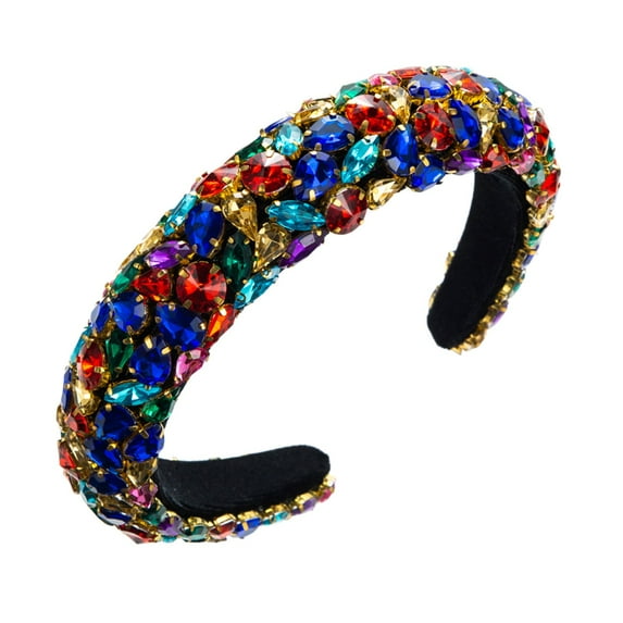 Helii Luxury Shiny Rhinestone Headband for Women, Comfortable Sponge Hair Hoop for Party Daily Wear