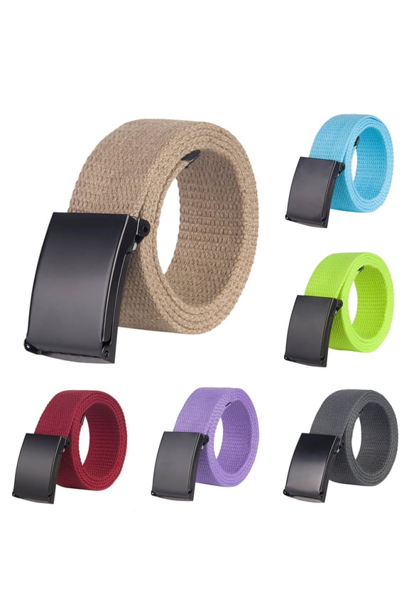 Men Women Canvas Belt Fully Adjustable No Hole Slide Buckle Heavy Duty Web Belt Military Style Casual Work Belt Solid Color Outdoor Belt C,One Size