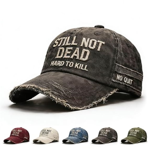 Helii Men Women Distressed Baseball Cap Dad Hat: Vintage Washed Cotton Cap with Not Dead Hard to Kill Embroidery Slogan Curved Brim Unstructured Adjustable Army Green,One Size