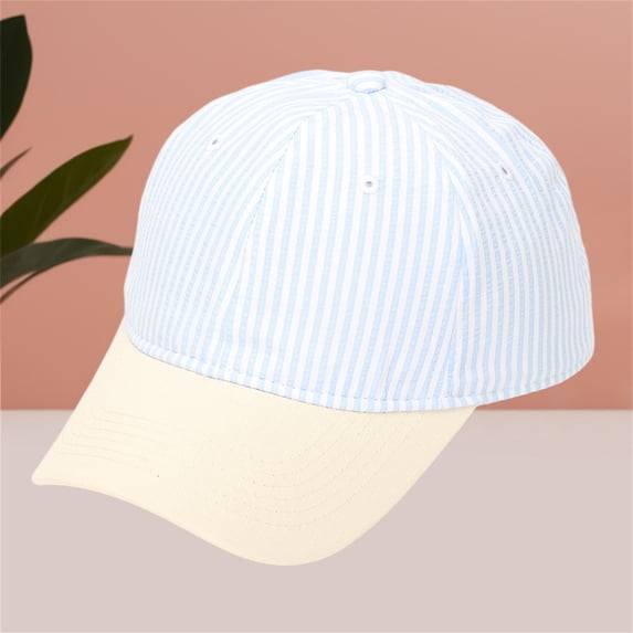 Helii Men Women Two Tone Striped Baseball Cap, Cotton Dad Hat with Contrast Color, Adjustable Soft Cap, Lightweight Sun Hat for Daily Outdoor Sports Gift Light Blue,One Size