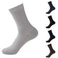 thumbnail image 1 of Helii Men's 80% Rayon Dress Socks – Ultra Soft Business Crew Socks, Moisture Wicking Odor Control Breathable Formal Socks with Reinforced Heel Toe, Mid-Calf Work Socks Dark Blue,One Size, 1 of 4
