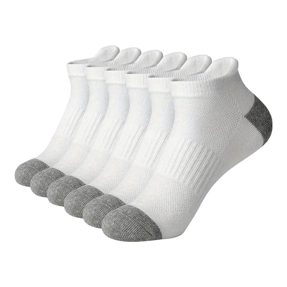Helii Men's Athletic Quarter Socks 6 Pairs Ankle Basketball Socks Breathable Moisture Wicking Short Socks Cushioned Crew Length for Sports Workout Running Casual Outdoor Men Size 9-11
