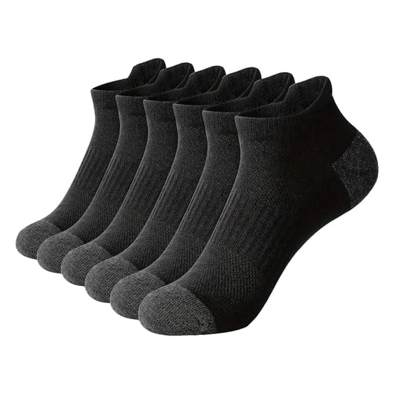Helii Men's Athletic Quarter Socks 6 Pairs Ankle Basketball Socks Breathable Moisture Wicking Short Socks Cushioned Crew Length for Sports Workout Running Casual Outdoor Men Size 9-11