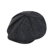 Helii Mens Herringbone Wool Blend Newsboy Cap 8 Panel Flat Ivy Hat, Vintage Tweed Gatsby Cabbie Cap, Winter Warm Retro Driver Cap for Cold Weather Black,One Size
