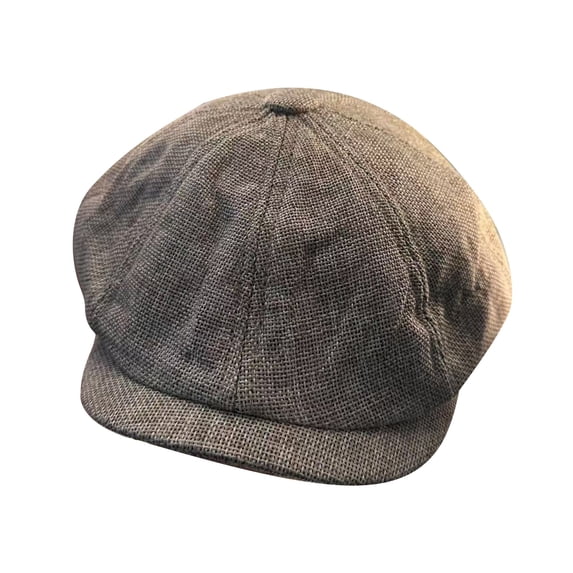 Helii Men's Herringbone Wool Blend Newsboy Cap 8 Panel Flat Ivy Hat, Vintage Tweed Gatsby Cabbie Cap, Winter Warm Retro Driver Cap for Cold Weather Khaki,One Size