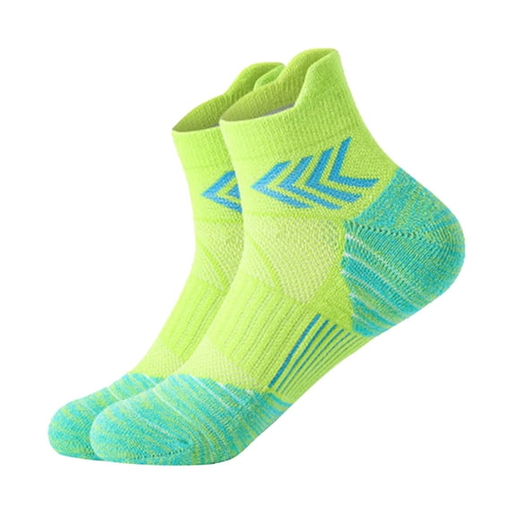 Helii Men's Low Cut Athletic Socks 1 Pair – Breathable Mesh Ankle Sports Socks for Running Basketball, Non Slip Cushioned Training Gym Socks with Arch Support Green,One Size